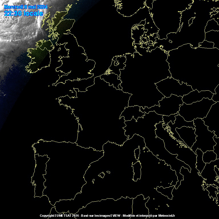 Situazione sull'Italia e l'Europa Satellite Meteosat - Eumetsat nel canale visibile (VIS)